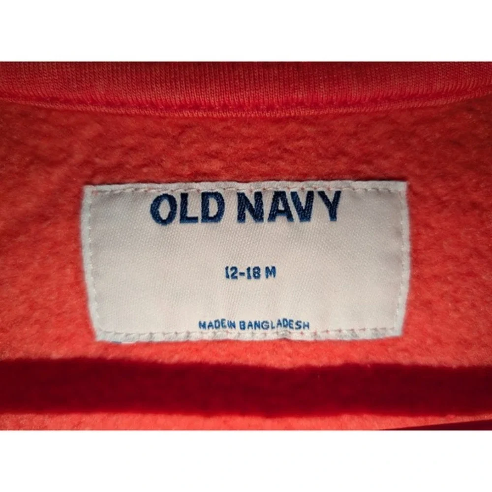 Old Navy Baby Girl Coral Pink Cropped Sweatshirt‎ Today Is The Day 12-18 Months